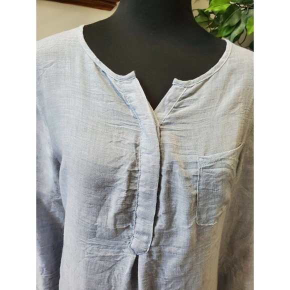 Just Living Women's Solid Gray Polyester Henley Neck Long Sleeve Casual Shirt S - Picture 5 of 12